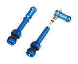 Blue Granite Match Presta valve stem with juicy nipple cap and valve core remover, designed for bicycle wheel components.