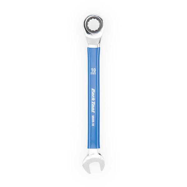 Park Tool MWR-10 10mm ratcheting metric wrench with two-way ratchet ends, ideal for workshop repair and maintenance.
