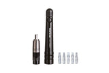 Topeak Nano TorqBar X bike torque wrench with integrated bit storage in black and silver for precise bike maintenance.