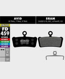 Galfer Standard bike disc brake pads showing metal backing plates and friction material for reliable, quiet braking performance.