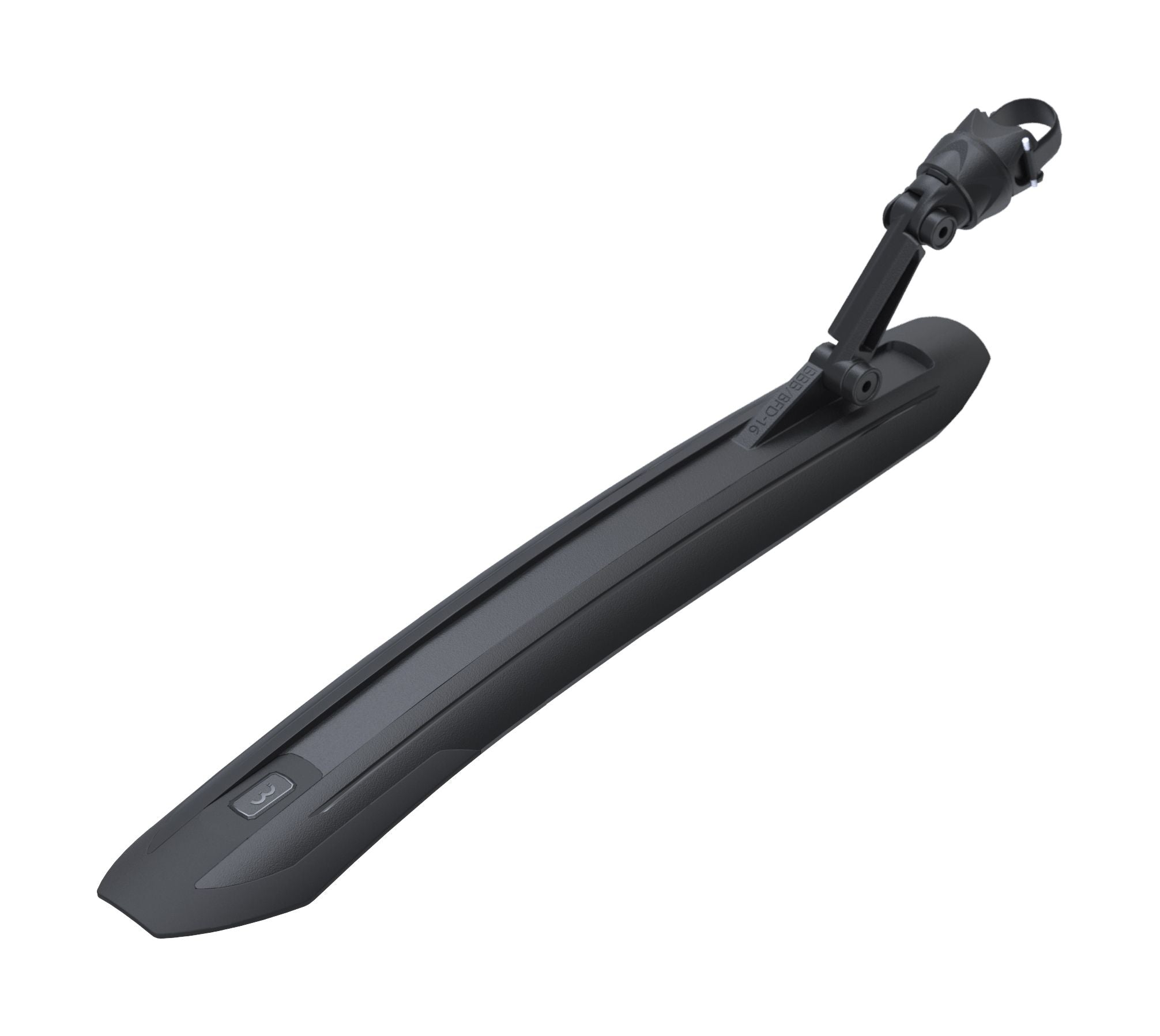Black BBB BFD-16R GrandProtect MTB rear fender on a 27.5" or 29" mountain bike, showing the durable plastic design.