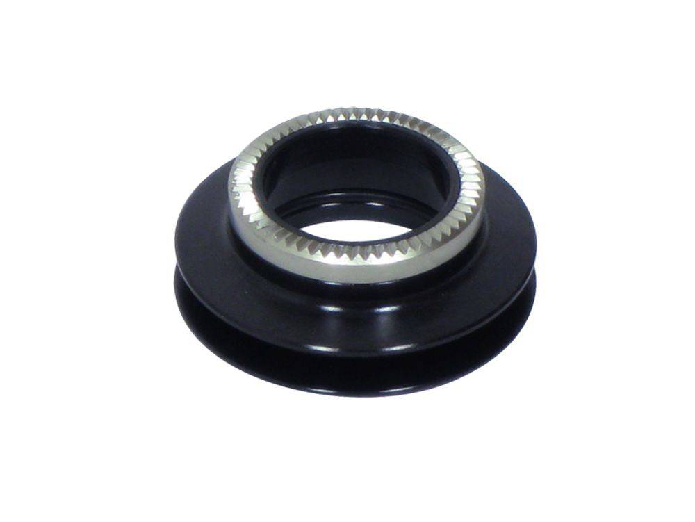 Bontrager DT240 15mm drive side axle end cap in black for 100/110mm OLD front or rear hub replacement.
