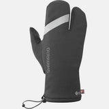Shimano Unisex WINDSTOPPER Primaloft 2x2 split-finger gloves for cold weather, showing black and gray insulated gloves with logo