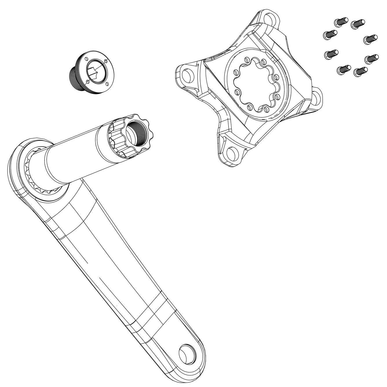 Black SRAM Crank Arm Guard Boots for 2023 SRAM/Brose E-MTB crankset, pair of protective components for crank arms.
