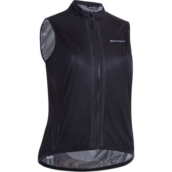 Madison Flux women's waterproof cycling gilet vest with reflective inserts, lightweight and packable for outdoor riding.