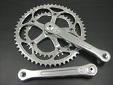 Genetic Heritage Double Crankset with 53/39T 7075 CNC alloy chainrings for road bike components, showing crank arms and chainrings.
