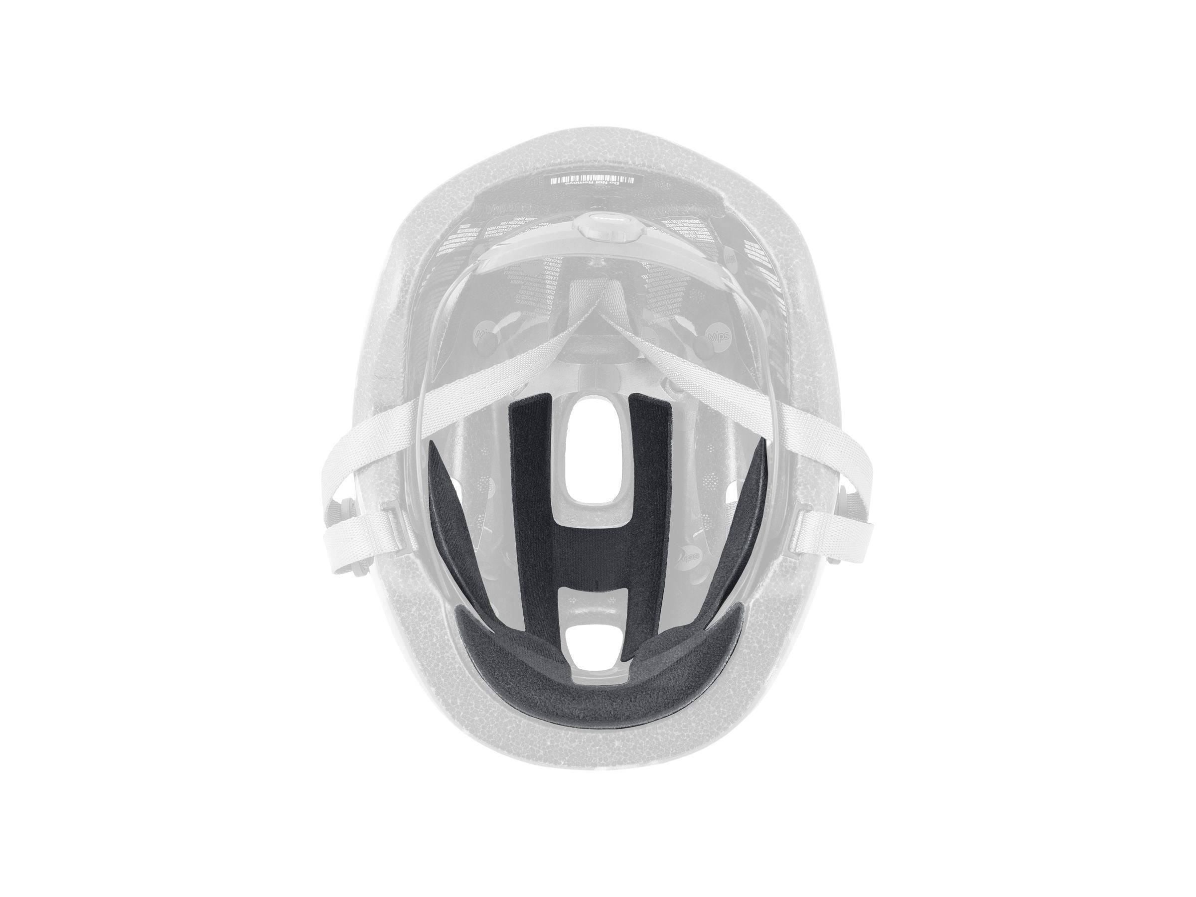 Black Trek Little Dipper helmet fit pad set for MIPS and non-MIPS models, shown inside a child's helmet for comfortable fit.