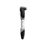 Topeak Mini Dual DX bike pump with gauge, black and silver, showing Presta and Schrader valve compatibility for cycling accessories.