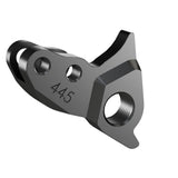 Wheels Manufacturing replaceable derailleur hanger dropout 445 for precise bike shifting, shown on a bicycle frame.