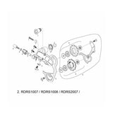 Sram rear derailleur cable anchor and limit screw spare for Rival series bike components, shown in black and metal finish.