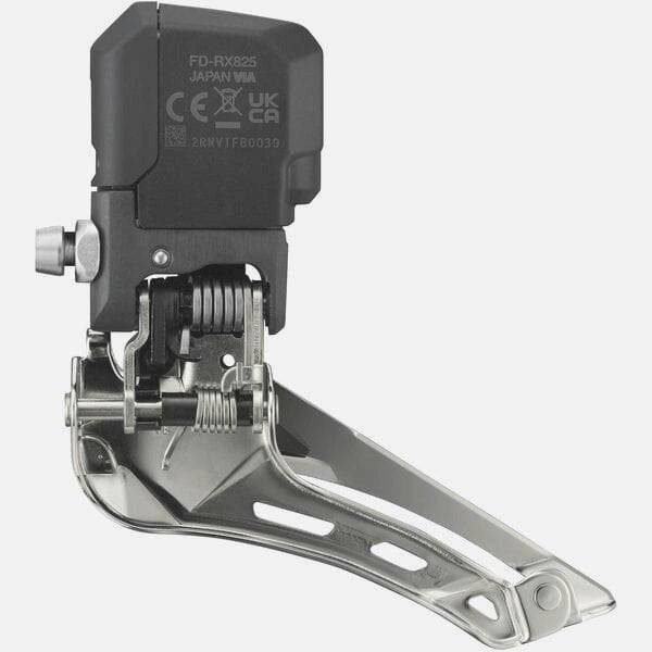 Shimano GRX FD-RX825 12-speed Di2 gravel double front derailleur with braze-on mount, bike components for gravel cycling.
