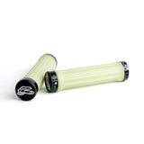 Renthal MTB grips with CNC locking collars, featuring textured surface for improved traction and control on mountain bike handlebars.