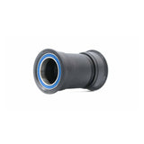Praxis Works M30 Thru BB 386 EVO bottom bracket for MTB cranks with collet system, shown installed in bike frame.