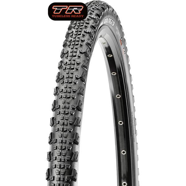 Maxxis Ravager gravel tyre with EXO puncture protection and tubeless ready design, shown mounted on a bike wheel.