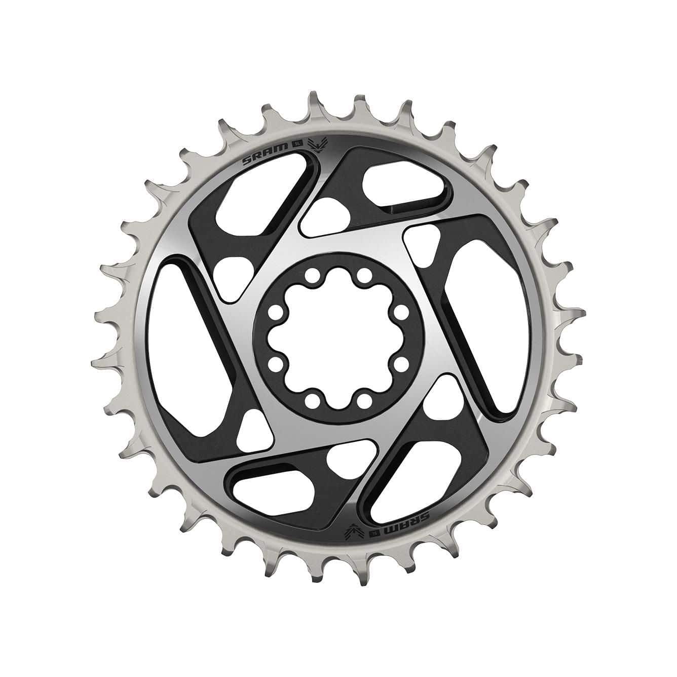 SRAM Eagle XXSL D1 2023 T-Type 8-Bolt Chainring with 3mm offset, designed for mountain bike components, mounted on a crankset.