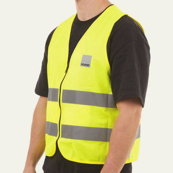 HUMP reflective cycling vest with high-visibility safety waistcoat, packable and EN471 certified for enhanced visibility during rides.