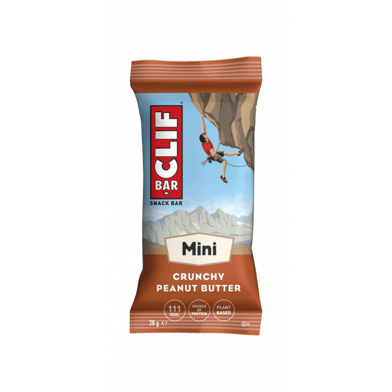 Box of 10 Clif Mini Nutrition Bars, plant-based protein snack bars, shown in colorful packaging with each bar visible.