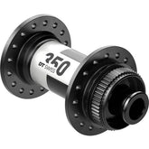 DT Swiss 350 Classic front disc hub, 100x12mm, Centre-Lock, 28 holes, black, for bike wheel components.