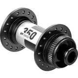 DT Swiss 350 Classic front disc hub, 100x12mm, Centre-Lock, 28 holes, black, for bike wheel components.