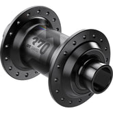 DT Swiss 370 Classic front hub for pump track bikes, 110x20mm, 32H, black, brakeless DJ component showing the hub body and flanges.