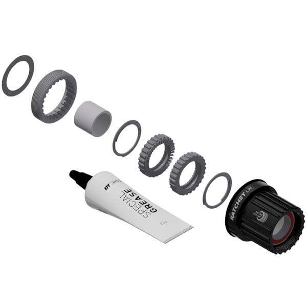 DT Swiss Ratchet LN Freehub Conversion Kit for 3-Pawl MTB Hubs, 36-Tooth, components for bike drivetrain replacement.