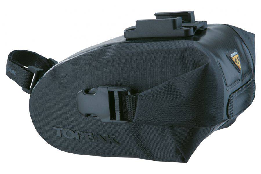 Topeak Drybag wedge straps for waterproof bike seat bag with QuickClick fixer and tail light strap, accessories for cycling.