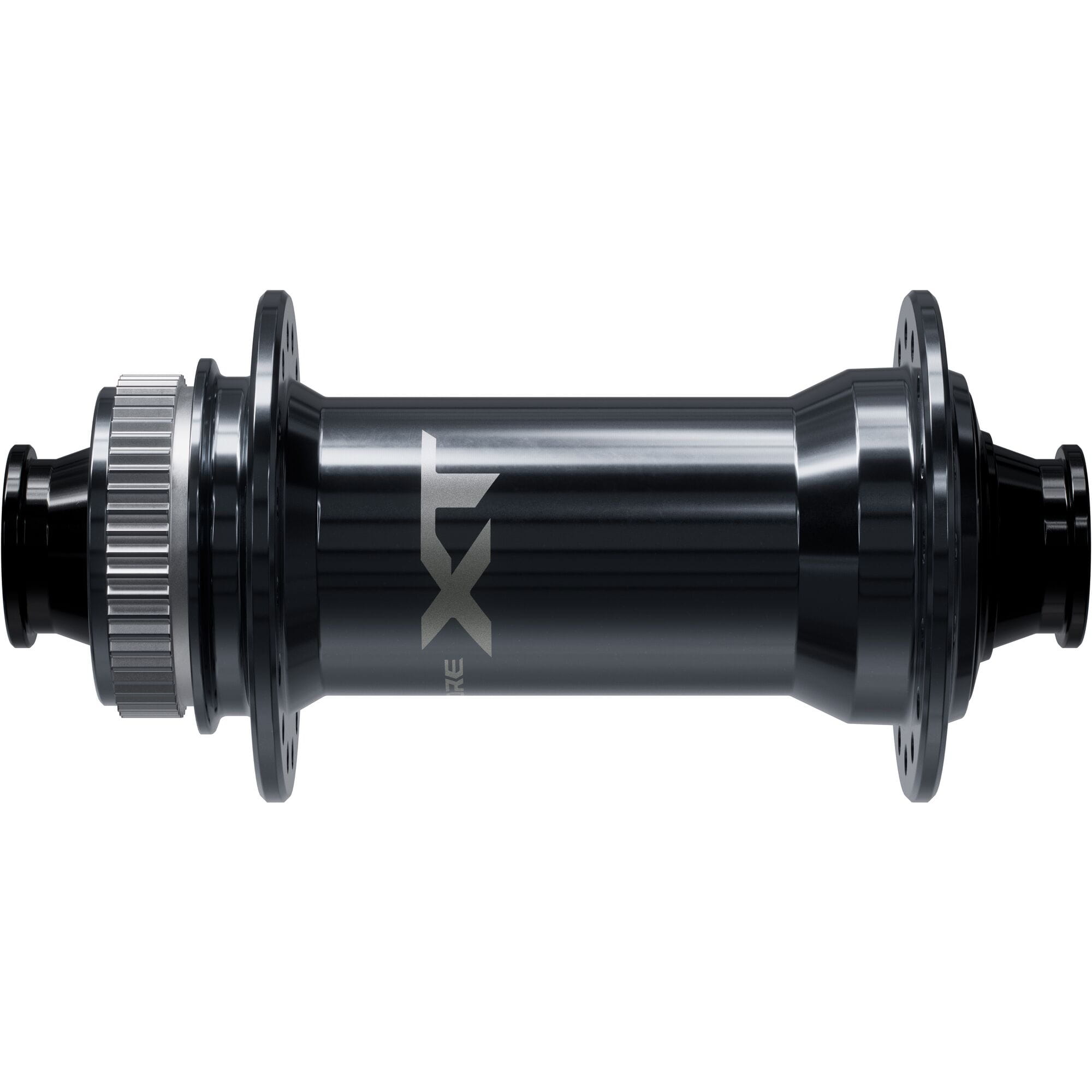Shimano Deore XT HB-M8210 mountain bike front hub with 15x110mm center lock disc mount and black finish.