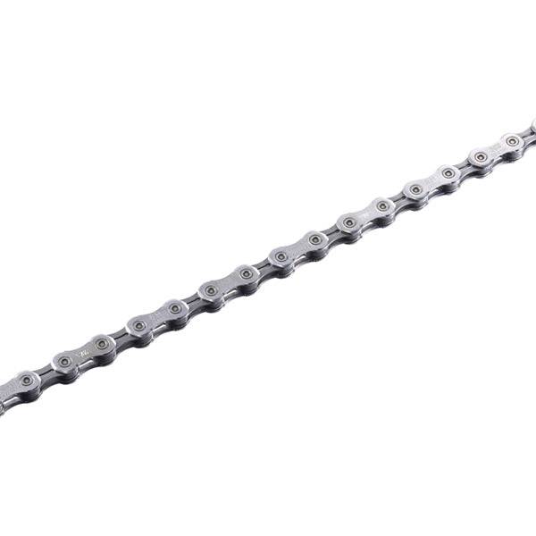 Shimano Ultegra CN-6701 HG 10-speed bike chain with 116 links, showing the metallic links and directional design.