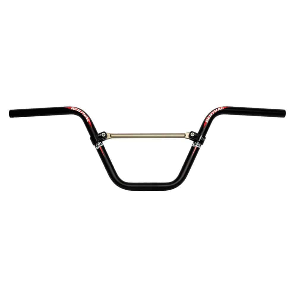 Renthal Moto BMX race handlebar with X brace, designed for precision control, featuring durable construction and ergonomic shape.