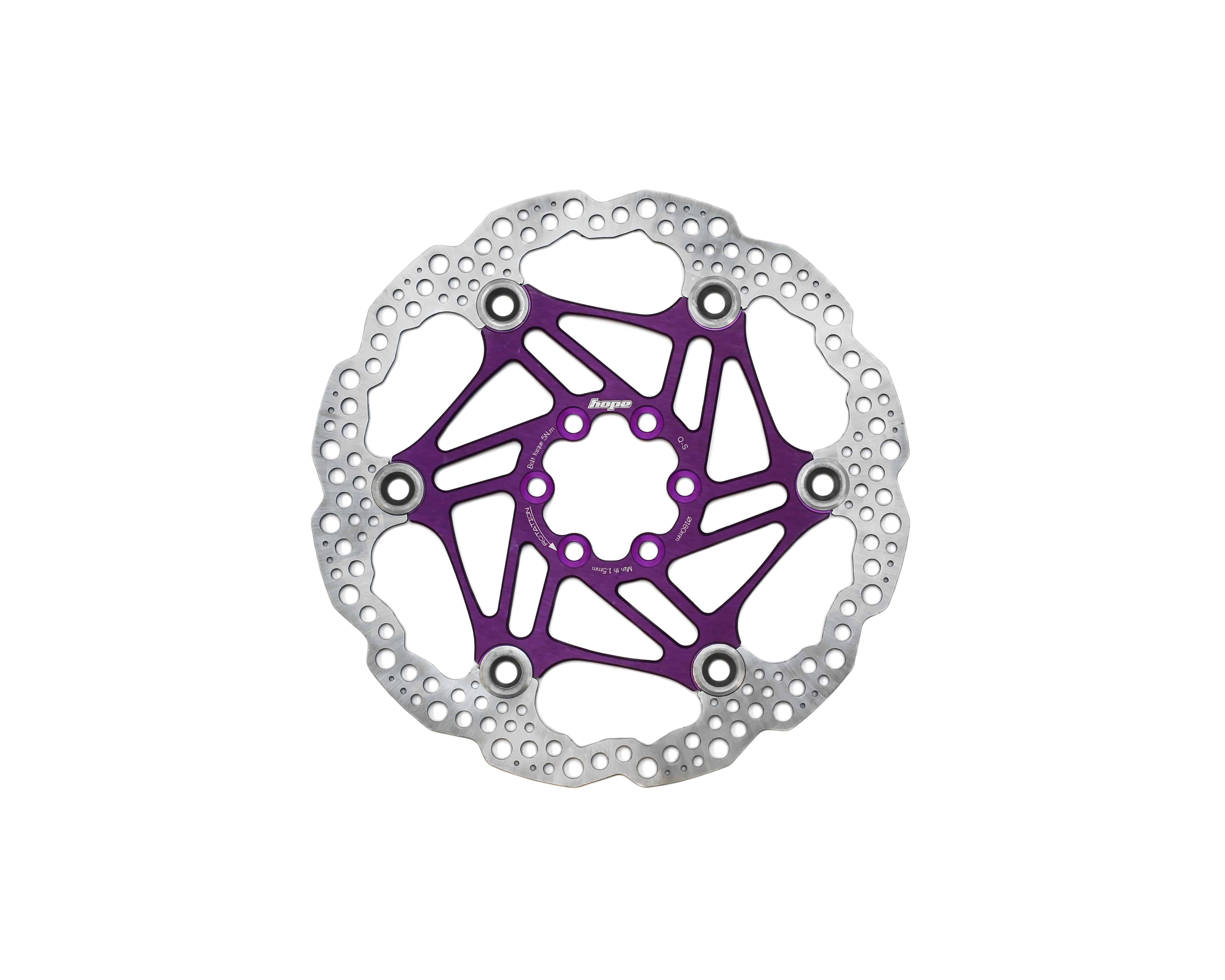 Hope Universal 6 Bolt Floating Disc Rotor for mountain bikes, showing the durable metal rotor with mounting bolts.
