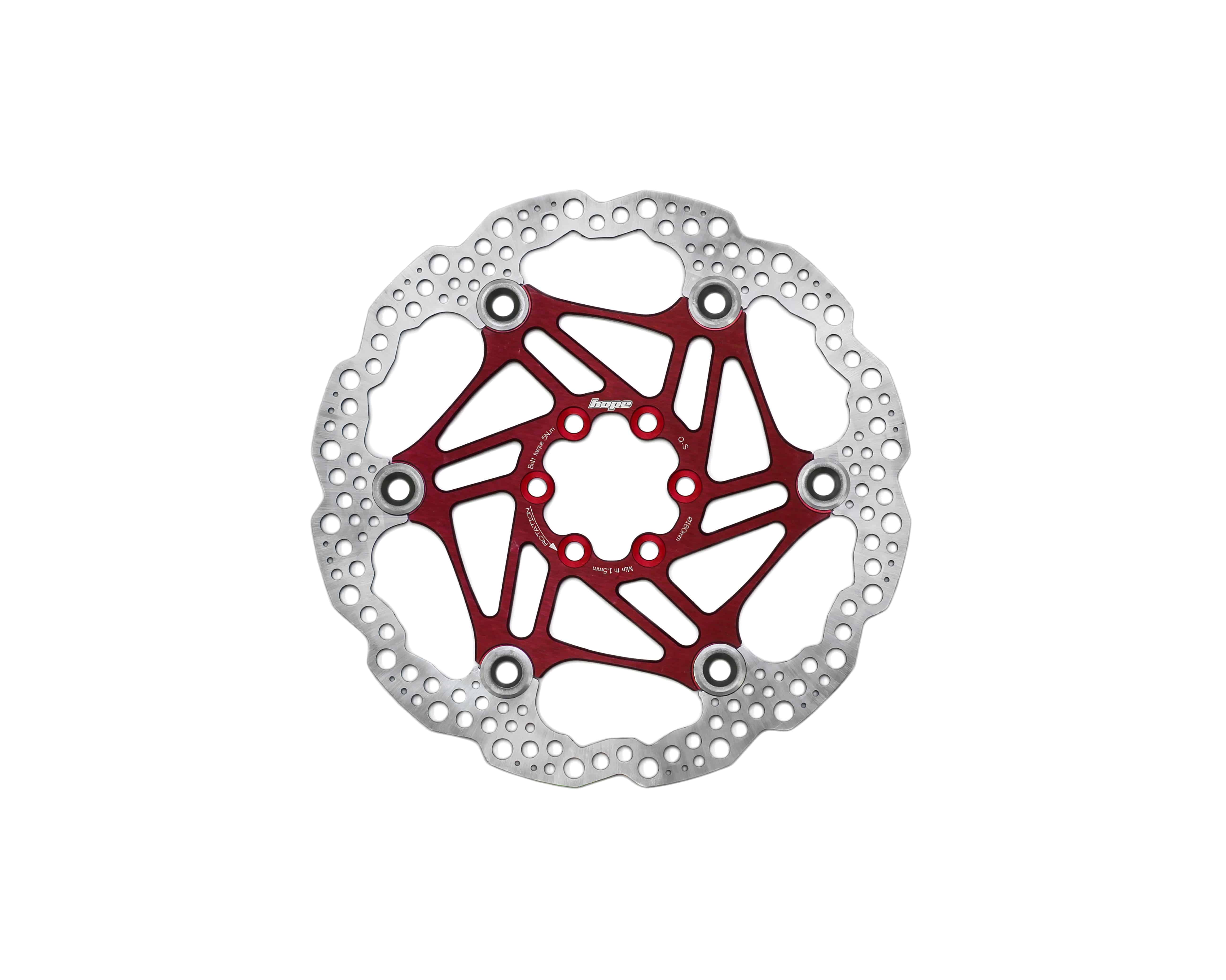Hope Universal 6 Bolt Floating Disc Rotor for mountain bike braking, showing the silver rotor against a blurred background.