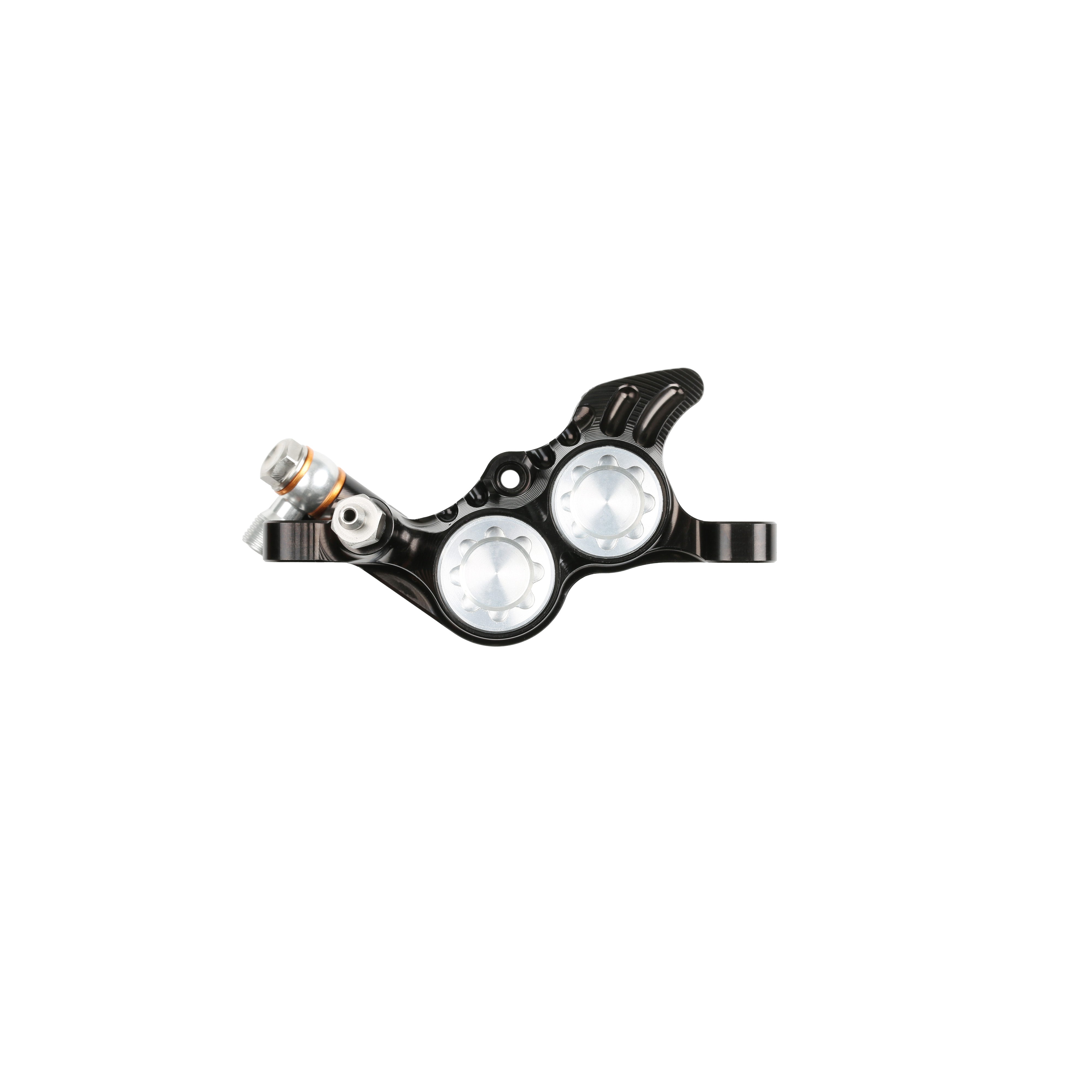 Hope GR4 complete caliper brake assembly for performance disc bikes, showing the black caliper with mounting hardware.