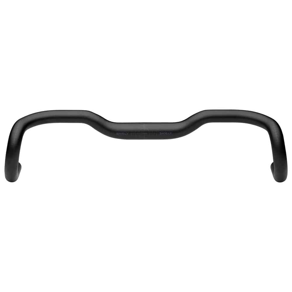 Surly Truck Stop Bar riser drop handlebar with multiple hand positions for touring bikes, shown on a bicycle component.