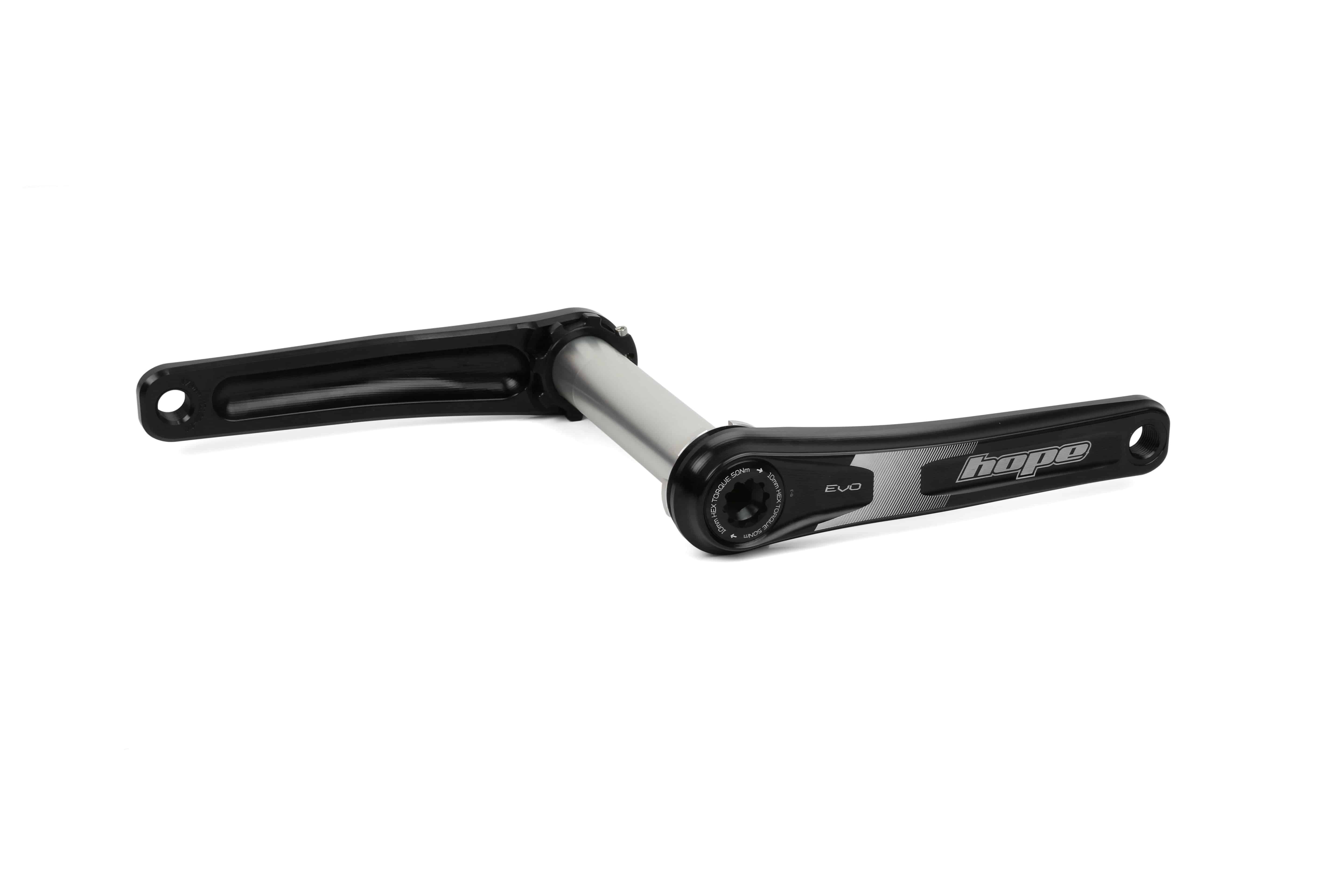 Hope EVO No Spider FatBike crankset with 100mm spindle, durable aluminum components for efficient cycling performance