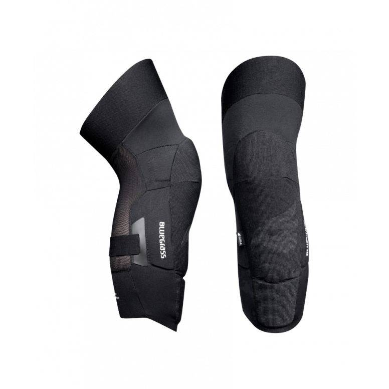 Bluegrass Aura Core Level 2 MTB knee pads in blue, designed for trail and enduro protection with durable fabric and padding.