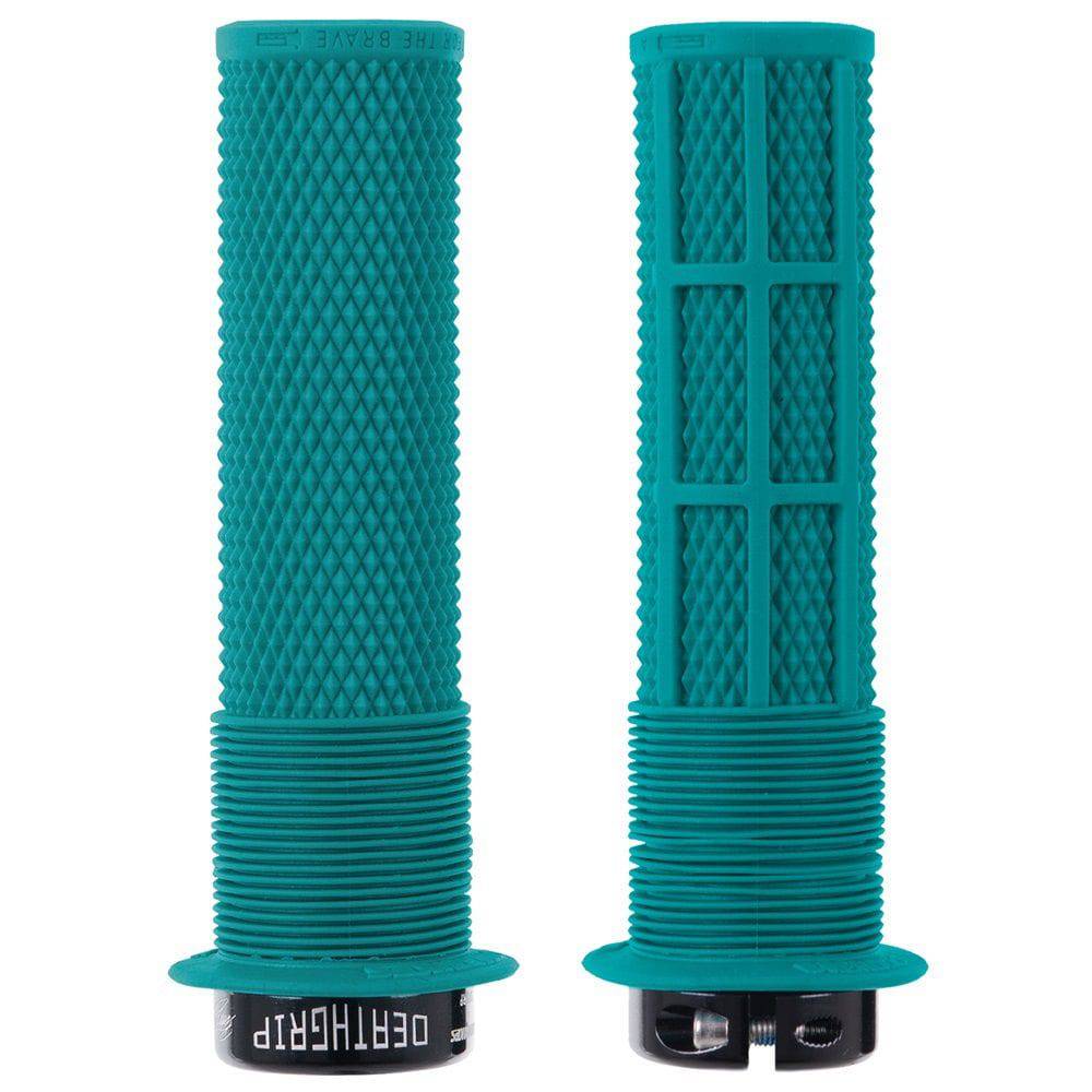 DMR Bikes Brendog Deathgrip flange mountain bike handlebar grips with textured rubber for secure grip and control.