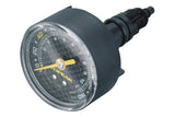 Topeak JoeBlow Pro Turbo Sprint pump with gauge for accurate tire pressure monitoring, shown with black frame and pressure gauge.