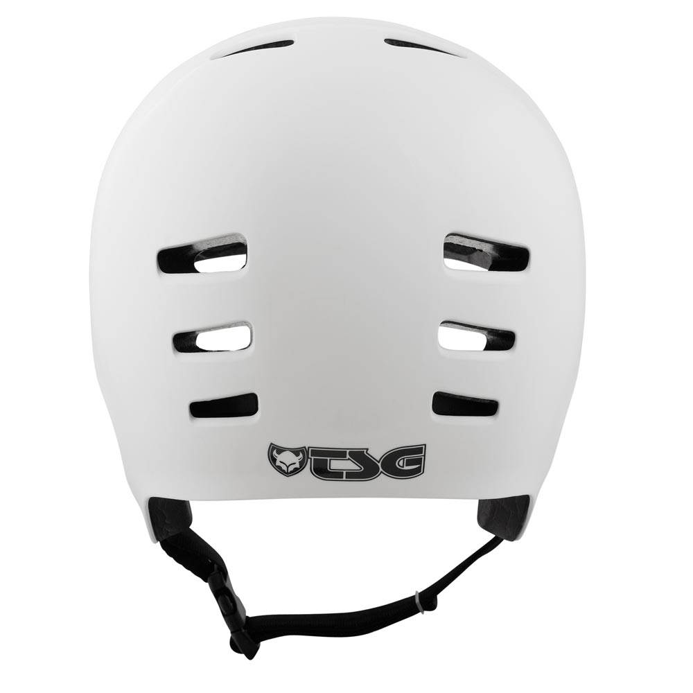 TSG Dawn skate helmet in white with vintage style, certified safety, and ventilated design for skateboarding protection.