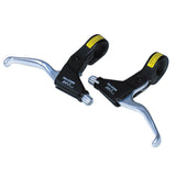 Dia-Compe DP-7 MTB brake levers for disc and V-brakes with adjustable reach, shown mounted on a mountain bike handlebar.