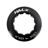 Halo Alloy Cassette Lockring for HG cassettes and Halo Fix G hubs, showing a close-up of the durable metal lockring.