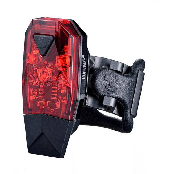 Infini Mini-Lava bike rear light with red lens, micro USB rechargeable, compact and bright bike accessories.