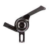 MicroSHIFT MTB thumb shifters with 22.2mm clamp, featuring indexed and friction modes for bike handlebar gear shifting.