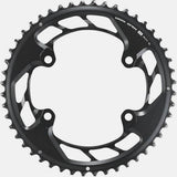 Shimano GRX FC-RX820-2 12-speed double chainring with 48T and 31T for gravel bike components, shown in close-up.