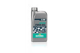 Motorex Racing Fork Oil 2.5W 1L bottle, high-performance suspension fork oil for motorcycle maintenance and workshops.