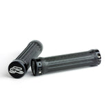 Renthal Traction MTB grips with CNC locking collars, featuring textured surface for improved bike handlebar control.