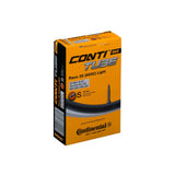Black Continental Race Tube 700x20-25C with Presta valve 42mm for road bikes, component replacement part.