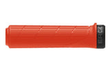 Ergon GD1 Evo Factory mountain bike grips with black rubber handles and CNC aluminum clamps, designed for secure mountain biking.