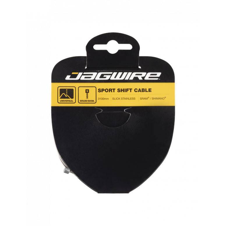 Jagwire Sport Shift Cable Slick S'Less Shimano-compatible bike shift cables with black housing and metal end fittings.
