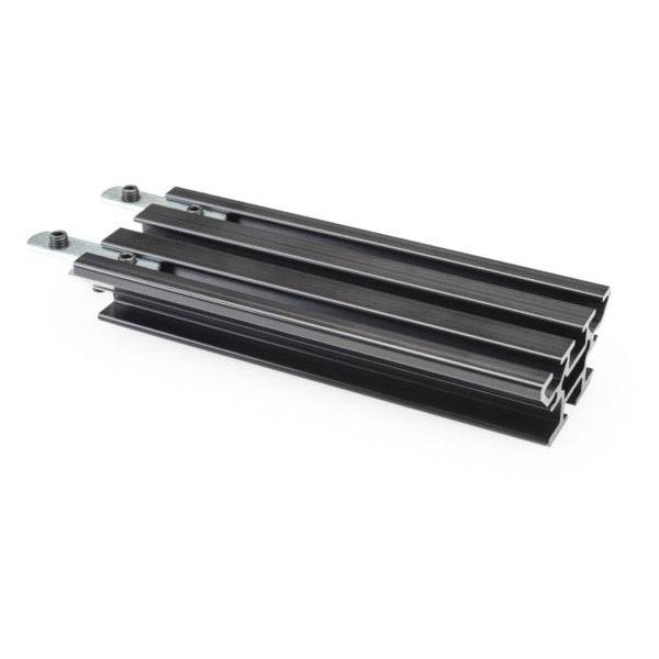 Park Tool PRS-22EXT repair stand extension for longer wheelbase bikes, workshop tool, USA made, shown attached to bike frame.