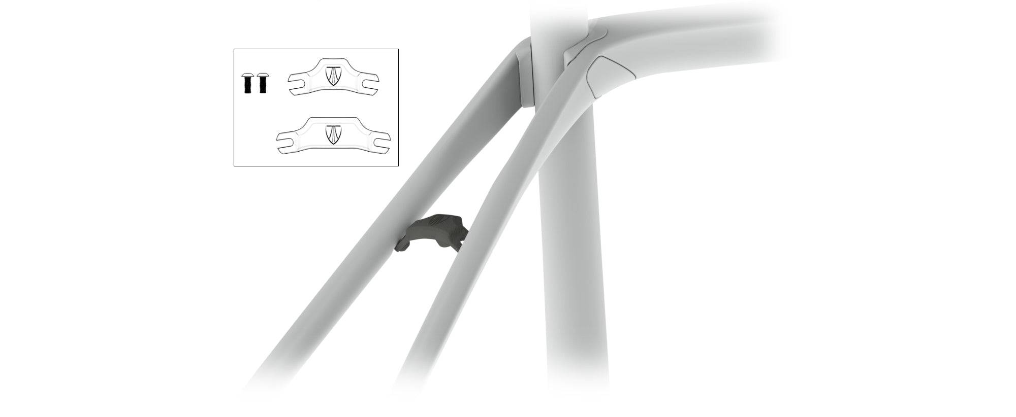 Trek black disc brake bike seatstay fender adapter kit for road bikes, showing the compact metal component with mounting points.